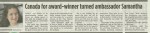 2013 Samantha newspaper article