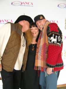 Stand for the B.E.A.R. musicians Tim and Thilo with organizer/founder/philanthropist Leonora Gregory-Collura