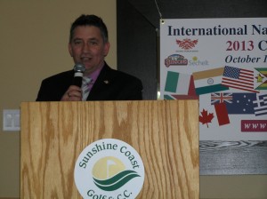 MLA Nicholas speaks with guests at 2013 4th annual Kick-Off luncheon