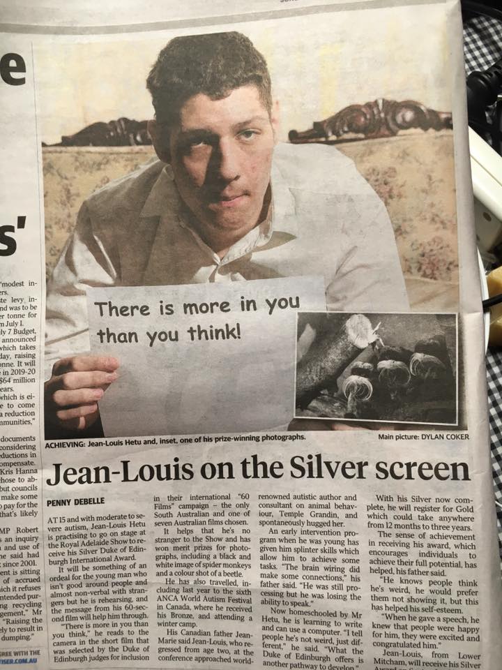 Jean Louis Hetu in newspaper and on silver screen